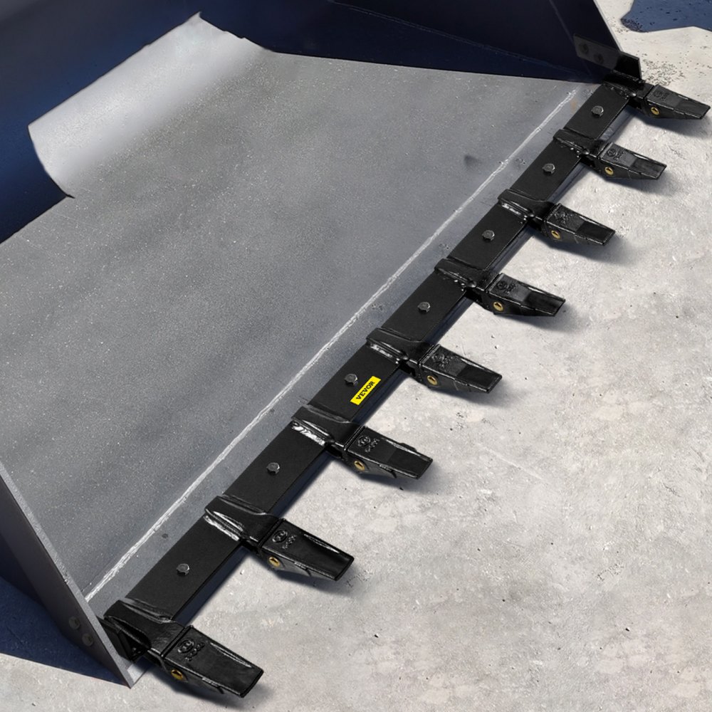 VEVOR Bucket Tooth Bar 72'' Inside Bucket Width Tractor Bucket Teeth 9.84\'\' Teeth Space Tooth Bar for Loader Bucket 23TF Bolt on Tooth Bucket Enables Penetration of Compacted Soil and Other Materi