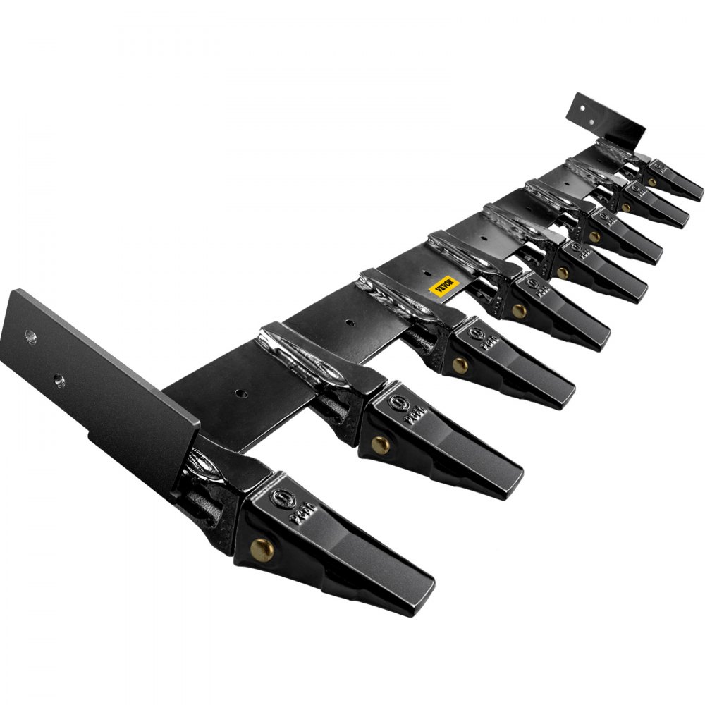VEVOR Bucket Tooth Bar 72'' Inside Bucket Width Tractor Bucket Teeth 9.84\'\' Teeth Space Tooth Bar for Loader Bucket 23TF Bolt on Tooth Bucket Enables Penetration of Compacted Soil and Other Materi