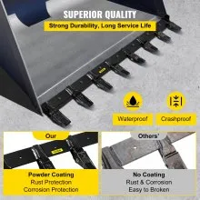 VEVOR Bucket Tooth Bar 72'' Inside Bucket Width Tractor Bucket Teeth 9.84\'\' Teeth Space Tooth Bar for Loader Bucket 23TF Bolt on Tooth Bucket Enables Penetration of Compacted Soil and Other Materi
