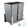 Double Pullout Waste Container Kitchen Trash Can with Soft Close Grey 50QTx2