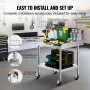 VEVOR Stainless Steel Work Table 61x71.1 cm Commercial Food Prep Table W/ 4 Casters