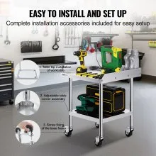 VEVOR Stainless Steel Work Table 24"x24" Commercial Food Prep Table W/ 4 Casters