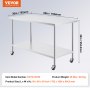 VEVOR Stainless Steel Work Table 30 x 60 x 38 Inch, with 4 Wheels, 3 Adjustable Height Levels, Heavy Duty Food Prep Worktable for Commercial Kitchen Restaurant, Silver