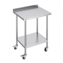 VEVOR 24 x 30 x 40 Inch Stainless Steel Work Table, Commercial Food Prep Worktable with Casters, Heavy Duty Prep Worktable, Metal Work Table with Adjustable Height for Restaurant, Home and Hotel