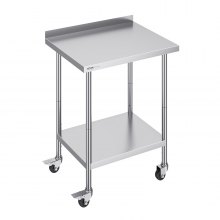 VEVOR Stainless Steel Work Table Commercial Food Prep Table 24"x30" with Casters