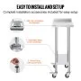 VEVOR 24 x 15 x 40 Inch Stainless Steel Work Table, Commercial Food Prep Worktable with Casters, Heavy Duty Prep Worktable, Metal Work Table with Adjustable Height for Restaurant, Home and Hotel