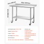 VEVOR Stainless Steel Work Table, 61x122 cm Food Prep Table with Wheels, Commercial Kitchen Workstation with Adjustable Undershelf, Metal Heavy Duty Utility Worktable, for Restaurant Outdoor