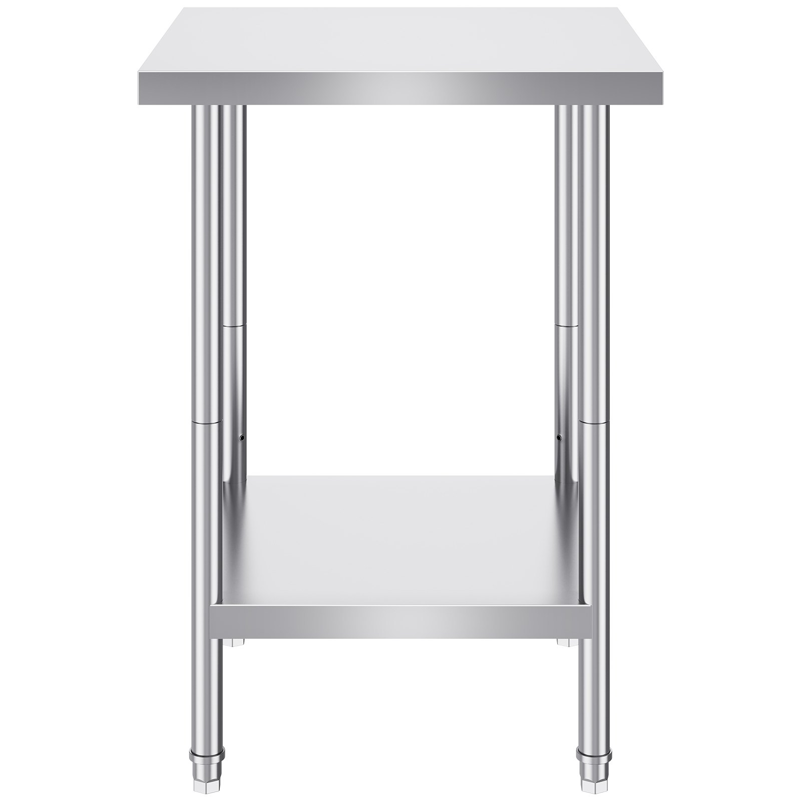 VEVOR Stainless Steel Prep Table, 24 x 24 x 34 Inch, Heavy Duty Metal Worktable with 3 Adjustable Height Levels, Commercial Workstation for Kitchen Garage Restaurant Backyard