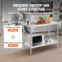 VEVOR Stainless Steel Work Table Commercial Kitchen Work Food Prep Table 24"x48"