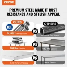 VEVOR Stainless Steel Work Table Commercial Kitchen Work Food Prep Table 24"x48"