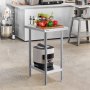VEVOR Stainless Steel Prep Table, 610 x 457 x 864 mm, Heavy Duty Metal Worktable with 3 Adjustable Height Levels, Commercial Workstation for Kitchen Garage Restaurant Backyard