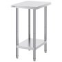 VEVOR Stainless Steel Prep Table, 610 x 457 x 864 mm, Heavy Duty Metal Worktable with 3 Adjustable Height Levels, Commercial Workstation for Kitchen Garage Restaurant Backyard