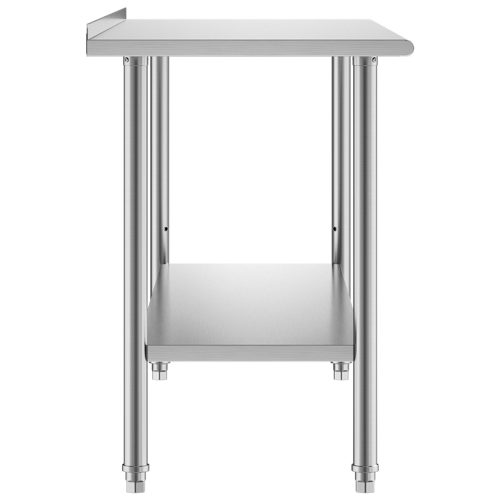 VEVOR Stainless Steel Work Table, 61x183 cm Food Prep Table with Backsplash, Commercial Kitchen Workstation with Adjustable Undershelf, Metal Heavy Duty Utility Worktable, for Restaurant Home Outdoor