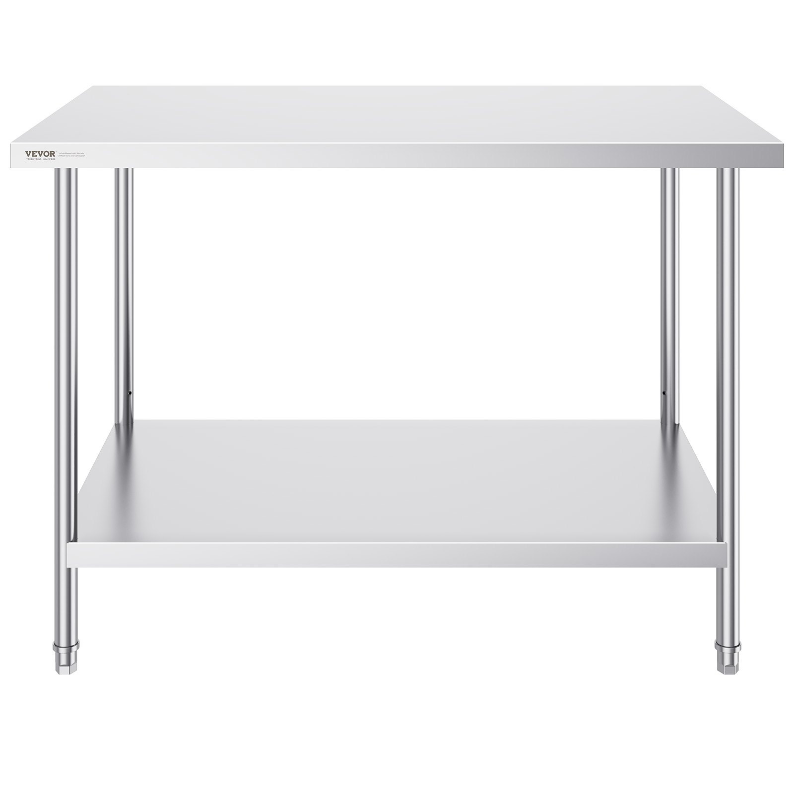 VEVOR Stainless Steel Prep Table,  762 x 1219 x 864 mm, Heavy Duty Metal Worktable with 3 Adjustable Height Levels, Commercial Workstation for Kitchen Garage Restaurant Backyard