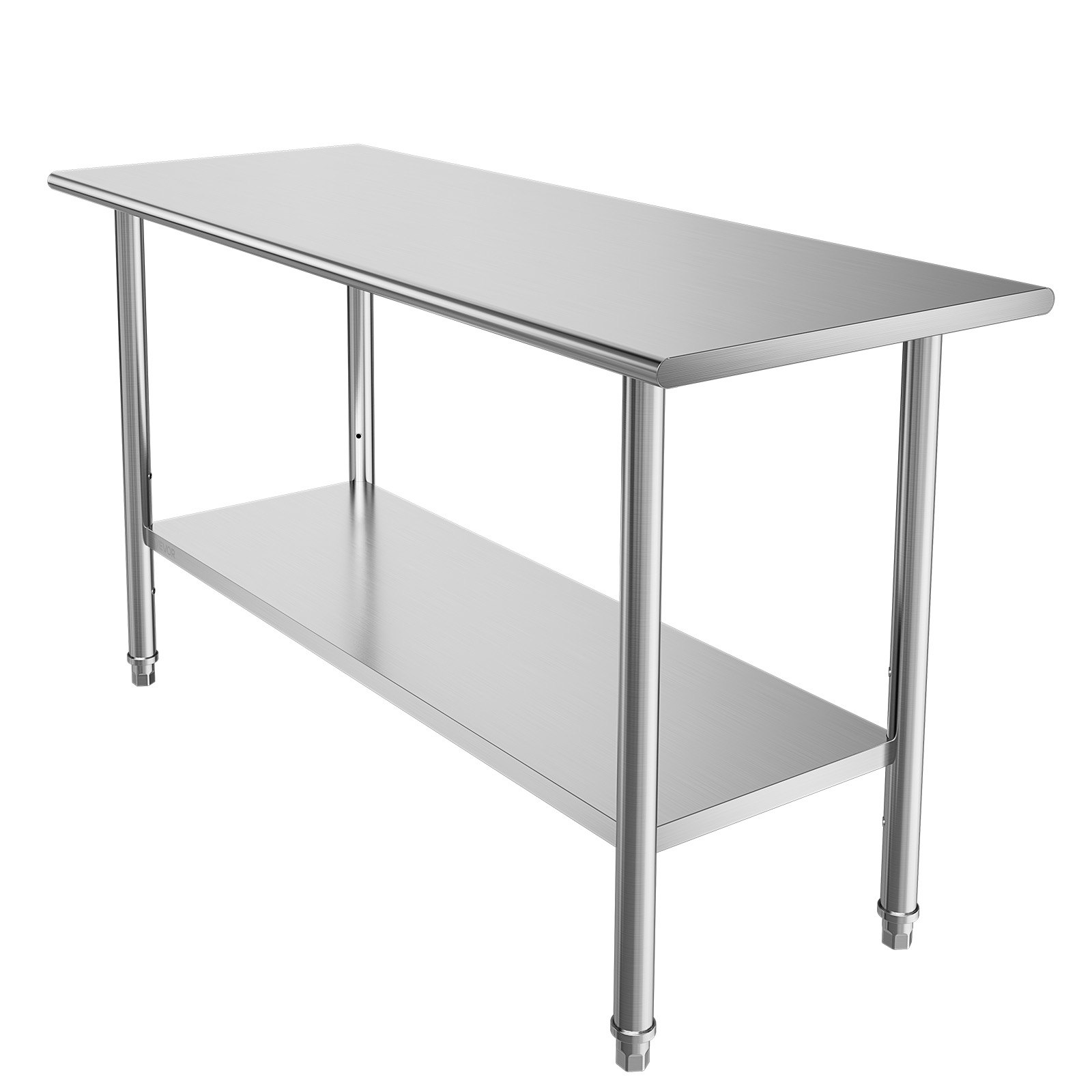 VEVOR Stainless Steel Work Table, 24x48 Inch Food Prep Table, Commercial Kitchen Workstation with Adjustable Undershelf, Metal Heavy Duty Utility Worktable, for Restaurant Home Hotel Garage Outdoor