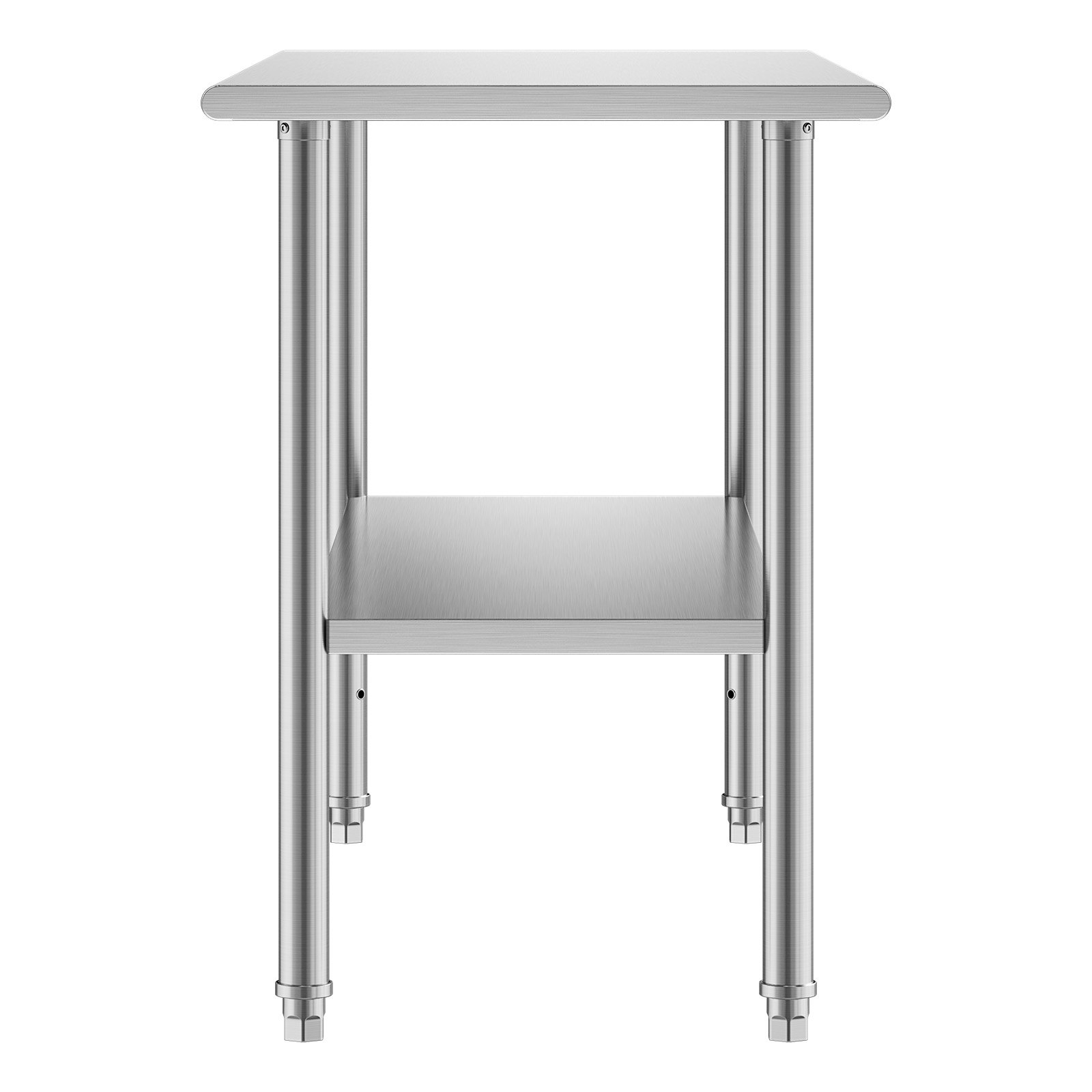 VEVOR Stainless Steel Work Table, 24x48 Inch Food Prep Table, Commercial Kitchen Workstation with Adjustable Undershelf, Metal Heavy Duty Utility Worktable, for Restaurant Home Hotel Garage Outdoor