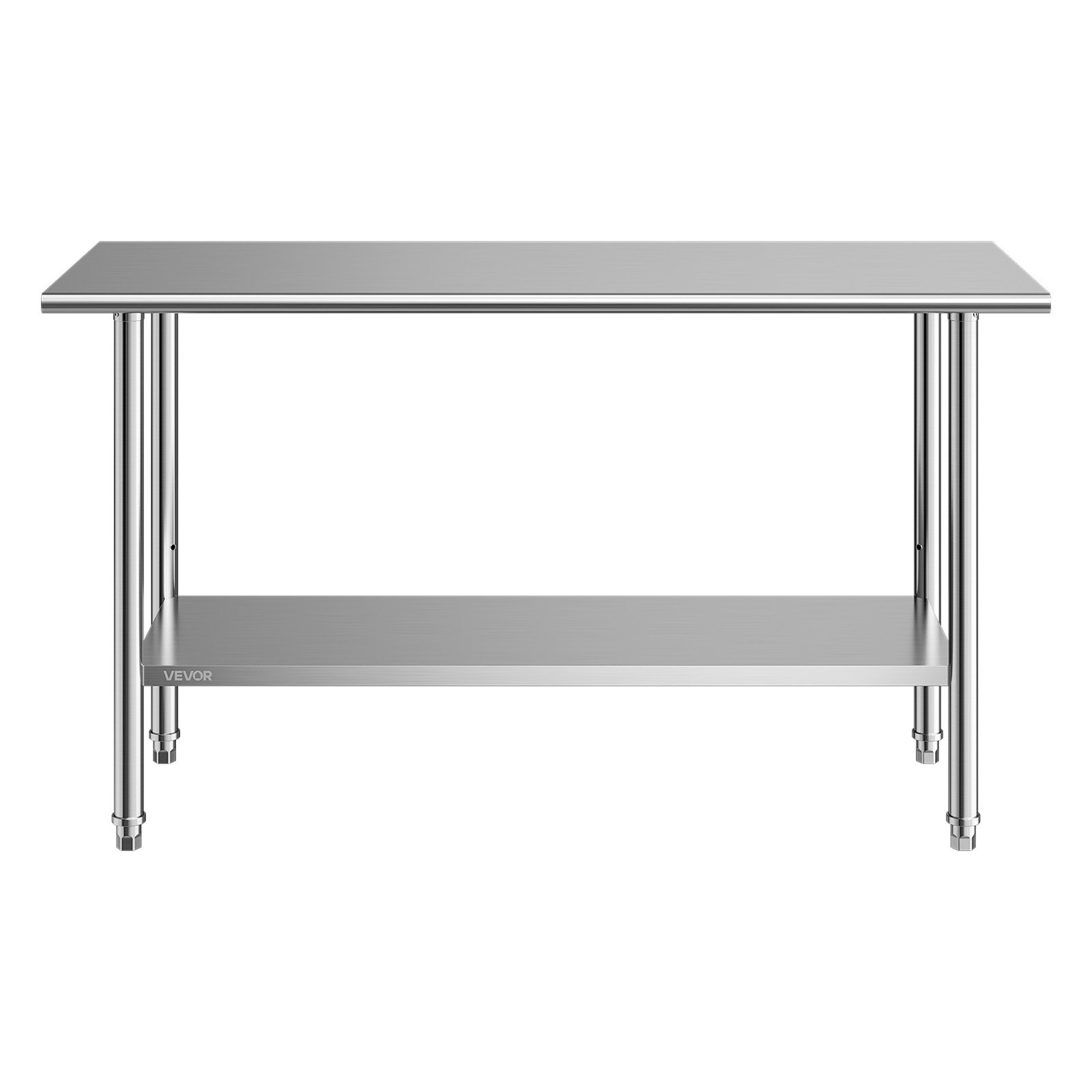 VEVOR Stainless Steel Work Table, 24x48 Inch Food Prep Table, Commercial Kitchen Workstation with Adjustable Undershelf, Metal Heavy Duty Utility Worktable, for Restaurant Home Hotel Garage Outdoor