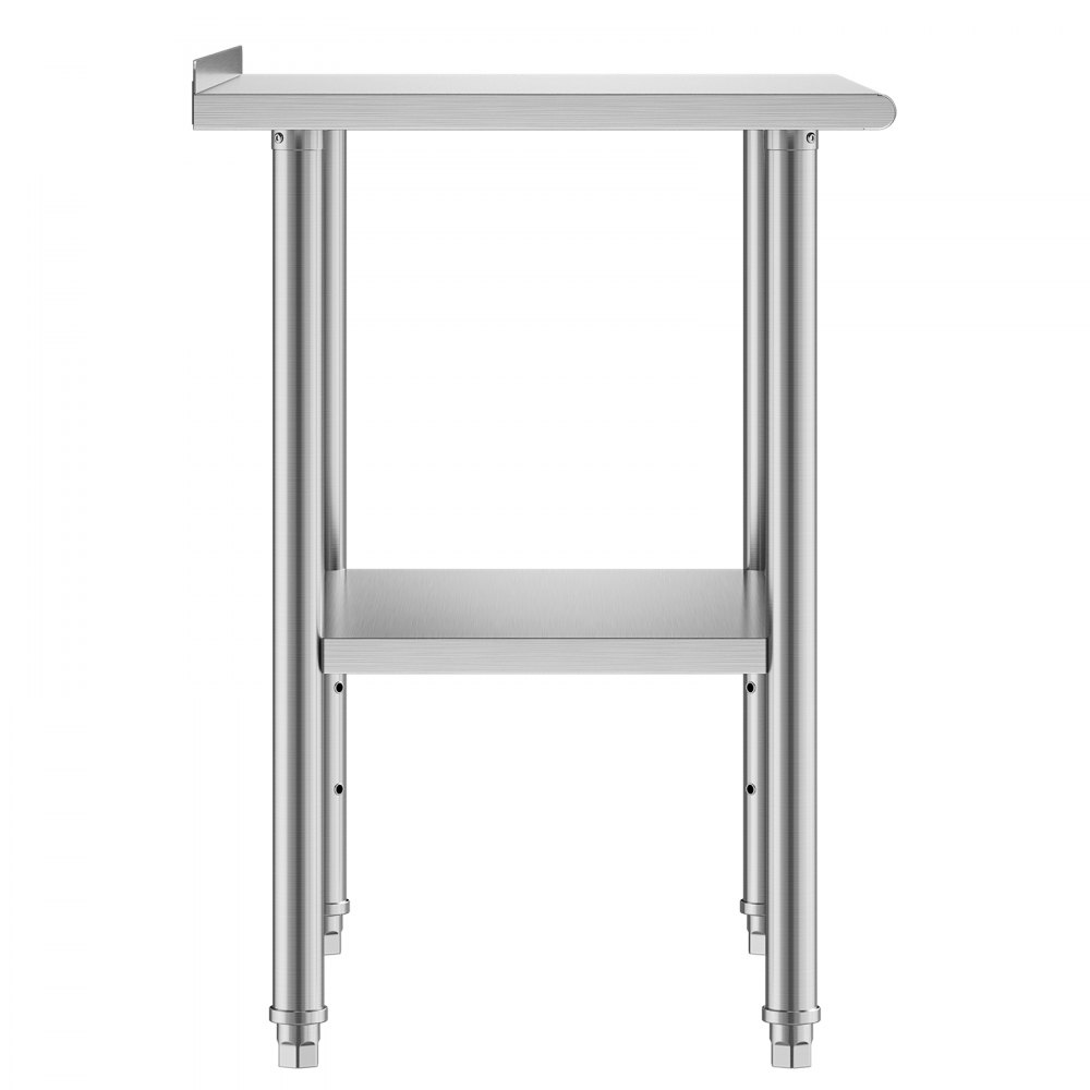 VEVOR Stainless Steel Work Table, 61x91.5 cm Food Prep Table with Backsplash, Commercial Kitchen Workstation with Adjustable Undershelf, Metal Heavy Duty Utility Worktable, for Restaurant Home Outdoor