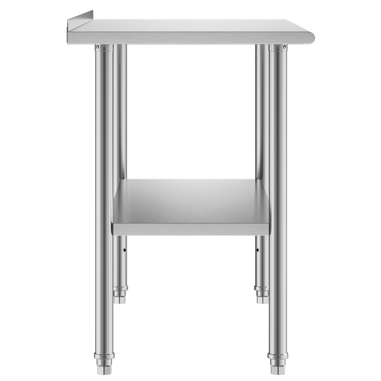 VEVOR Stainless Steel Work Table, 61x152 cm Food Prep Table with Backsplash, Commercial Kitchen Workstation with Adjustable Undershelf, Metal Heavy Duty Utility Worktable, for Restaurant Home Outdoor
