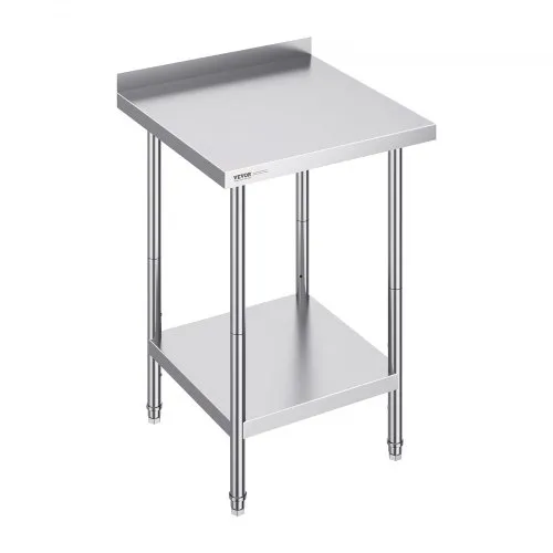 VEVOR 24 x 24 x 36 Inch Stainless Steel Work Table, Commercial Food Prep Worktable Heavy Duty Prep Worktable, Metal Work Table with Adjustable Height for Restaurant, Home and Hotel