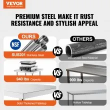 VEVOR Stainless Steel Work Table Commercial Kitchen Work Food Prep Table 24"x72"