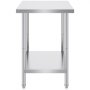 VEVOR Stainless Steel Prep Table, 24 x 30 x 34 Inch, Heavy Duty Metal Worktable with 3 Adjustable Height Levels, Commercial Workstation for Kitchen Garage Restaurant Backyard