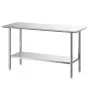 VEVOR Stainless Steel Work Table, 61x152 cm Food Prep Table, Commercial Kitchen Workstation with Adjustable Undershelf, Metal Heavy Duty Utility Worktable, for Restaurant Home Hotel Garage Outdoor