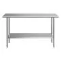 VEVOR Stainless Steel Work Table, 61x152 cm Food Prep Table, Commercial Kitchen Workstation with Adjustable Undershelf, Metal Heavy Duty Utility Worktable, for Restaurant Home Hotel Garage Outdoor
