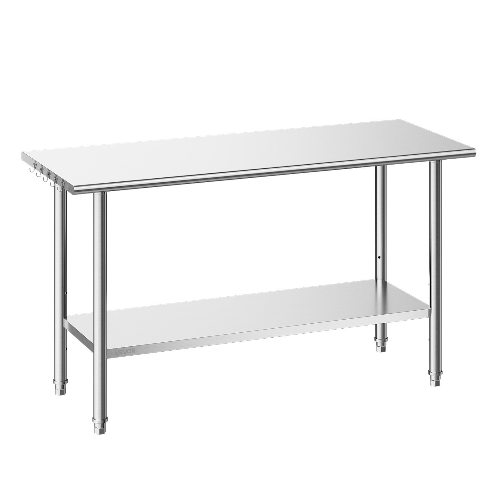 VEVOR Stainless Steel Work Table, 24x60 Inch Food Prep Table, Commercial Kitchen Workstation with Adjustable Undershelf, Metal Heavy Duty Utility Worktable, for Restaurant Home Hotel Garage Outdoor