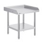 VEVOR stainless steel work table with backsplash and bottom shelf, ideal for kitchen or workshop tasks.