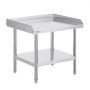VEVOR stainless steel work table with backsplash and lower shelf, perfect for kitchen prep areas.