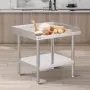 VEVOR Stainless Steel Work Table, 24 x 28 x 26 Inch Commercial Food Prep Worktable, 3-Sided Backsplash Heavy Duty Prep Worktable, Metal Work Table with Adjustable Height for Restaurant Home Hotel