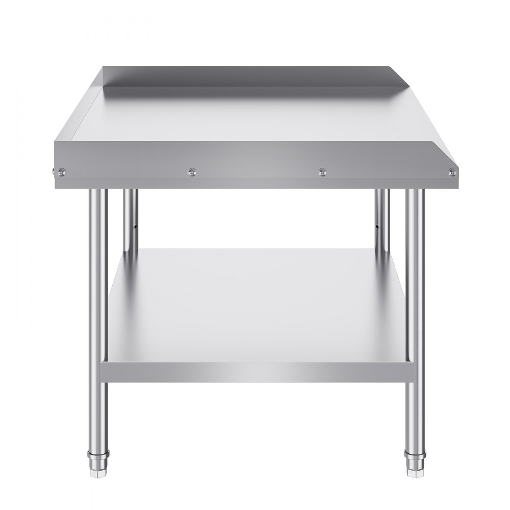 VEVOR Stainless Steel Work Table, 762 x 914 x 660 mm Commercial Food Prep Worktable, 3-Sided Backsplash Heavy Duty Prep Worktable, Metal Work Table with Adjustable Height for Restaurant Home Hotel