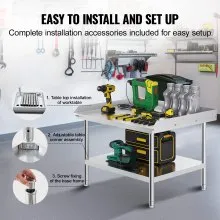 VEVOR Stainless Steel Work Table 30"x36" Commercial Food Prep Table Restaurant