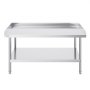 VEVOR stainless steel work table with lower shelf and backsplash.