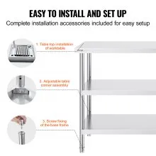 VEVOR Stainless Steel Food Prep Table Commercial Kitchen Work Table 18"x48"