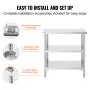 VEVOR Stainless Steel Food Prep Table, 457 x 914 x 864 mm Commercial Kitchen Worktable, with 2 Adjustable Undershelf, Heavy Duty Prep Table Metal Work Table for BBQ, Kitchen, Home, and Garage