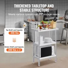 VEVOR Stainless Steel Food Prep Table Commercial Kitchen Work Table 14"x24"