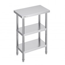 VEVOR Stainless Steel Food Prep Table, 14 x 24 x 34 Inch Commercial Kitchen Worktable, with 2 Adjustable Undershelf, Heavy Duty Prep Table Metal Work Table for BBQ, Kitchen, Home, and Garage