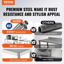 VEVOR Double Overshelf, Double Tier Stainless Steel Overshelf, 12 x 60 Inch Double Deck Overshelf, Height Adjustable Overshelf Prep Work Table for Kitchen, Restaurant and Workshop