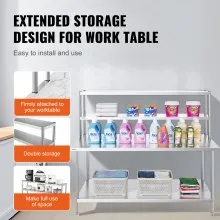 VEVOR Double Overshelf Stainless Steel Overshelf 2-Tier 12"x72" for Prep Table