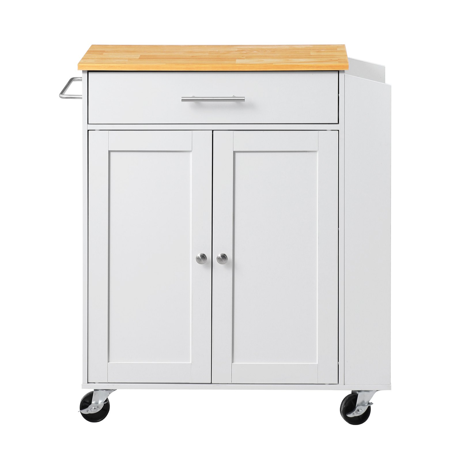 VEVOR Kitchen Island Cart with Storage, 31.3 in Wide Mobile Rolling Storage Island on Swivel Wheels, with Drawer, Storage Cabinet, Spice/Towel Rack,  Table for Home Dining Room, White