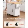 VEVOR Kitchen Island Cart with Storage, 46.06 in Wide Mobile Rolling Storage Island on Swivel Wheels, with Drawer, Storage Cabinet, Drop Leaf, Spice/Towel Rack, Table for Home Dining Room, White