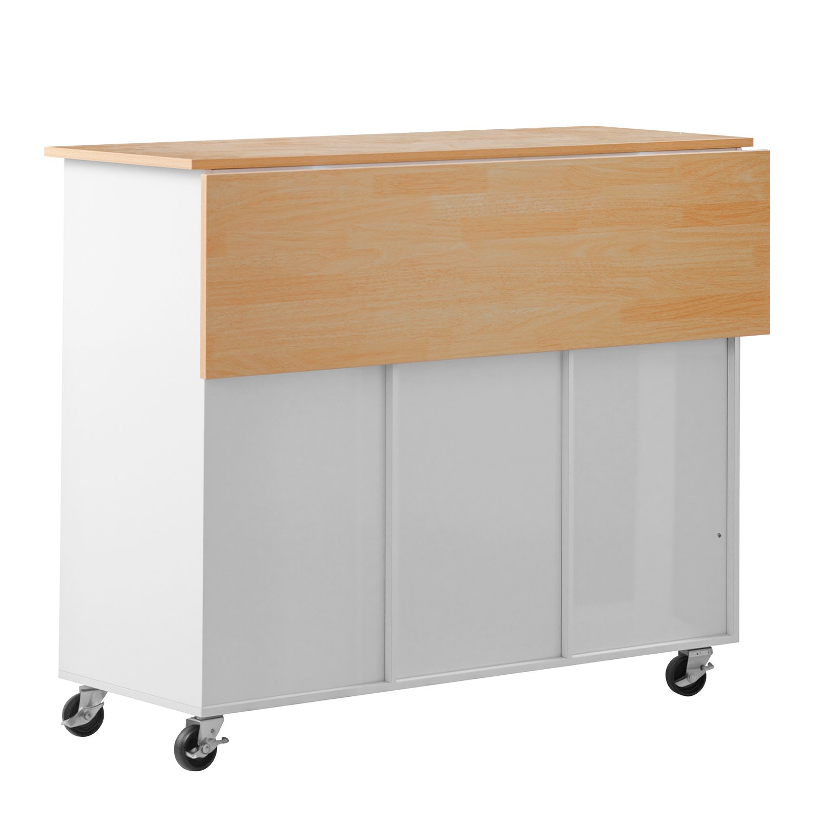 VEVOR Kitchen Island Cart with Storage, 45.67 in Wide Mobile Rolling Storage Island on Swivel Wheels, with 2 Drawers, Storage Cabinet, Drop Leaf, Towel Rack, Table for Home Dining Room, White