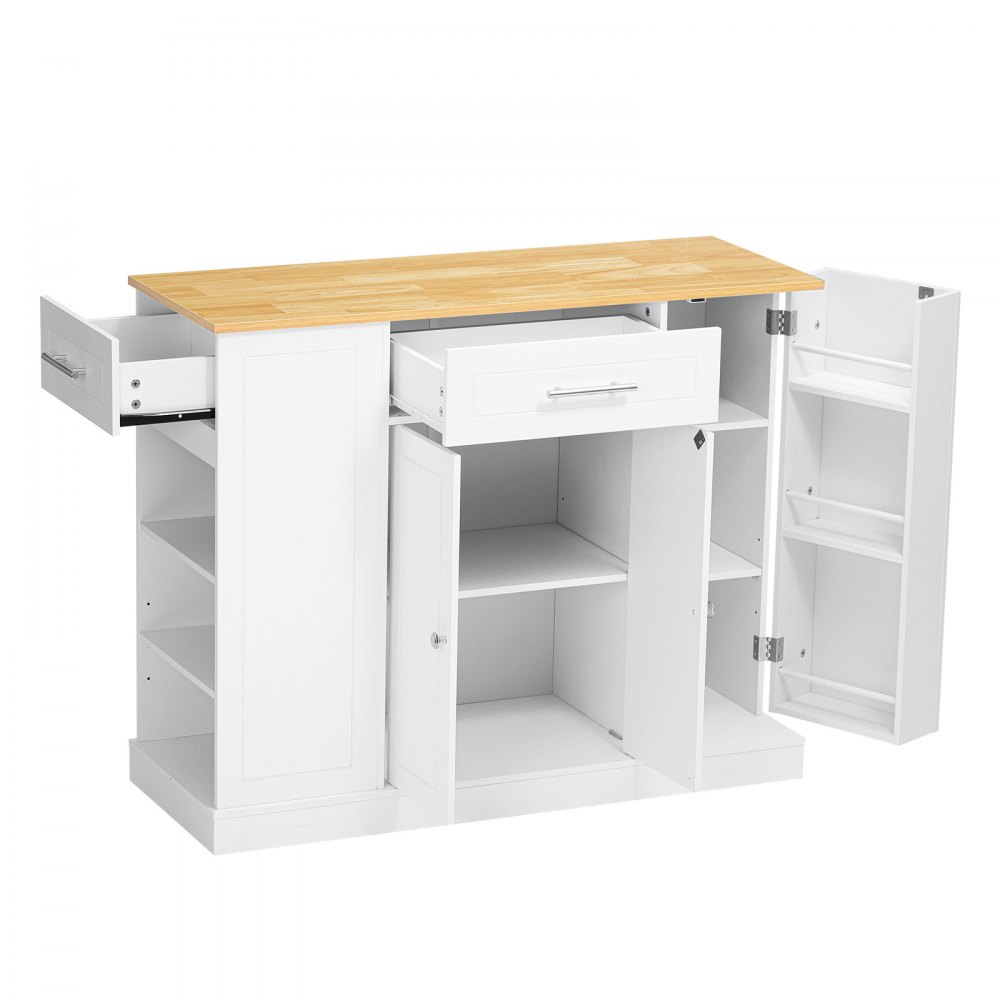 VEVOR Kitchen Island Cart with Storage, 42.36 in Wide Island Table for Kitchen, with 2 Drawers, Storage Cabinet, Table for Home Dining Room, White