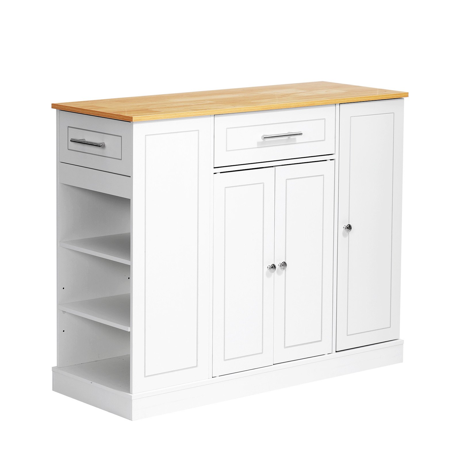 VEVOR Kitchen Island Cart with Storage, 42.36 in Wide Island Table for Kitchen, with 2 Drawers, Storage Cabinet, Table for Home Dining Room, White