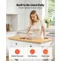 VEVOR Kitchen Island Cart with Storage, 43.7 in Wide Mobile Rolling Storage Island on Swivel Wheels, with 2 Drawers, Storage Cabinet, Spice/Towel Rack, Hooks, Table for Home Dining Room, White