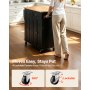 VEVOR Kitchen Island Cart with Storage, 43.58 in Wide Mobile Rolling Storage Island on Swivel Wheels, with 2 Drawers, Storage Cabinet, Drop Leaf, Spice/Towel Rack, Table for Home Dining Room, Black