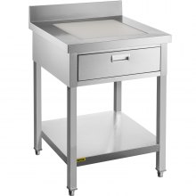 VEVOR Commercial Food Prep Worktable 24x24 In Stainless Steel Table with Drawer Kitchen Utility Table with Undershelf and Backsplash Kitchen Island 660 Lbs Load Capacity for Restaurant, Home and Hotel