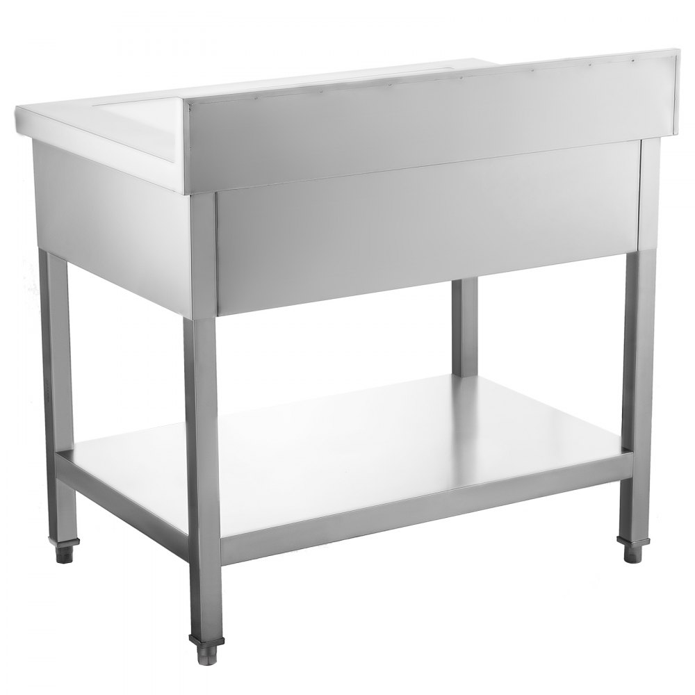 VEVOR Commercial Worktable Workstation 24 x 36 Inch Commercial Food Prep Worktable with 2 Drawers, Undershelf and Backsplash, 992 lbs Load Stainless Steel Kitchen Island for Restaurant, Home and Hotel